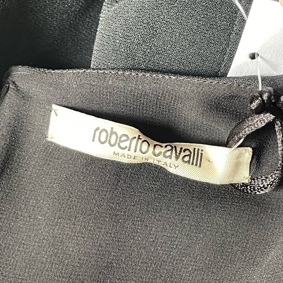 ROBERTO CAVALLI Black Longsleeve Gold Zip Slit TigerTooth Bodycon Dress Sz 46 10 - Picture 11 of 16